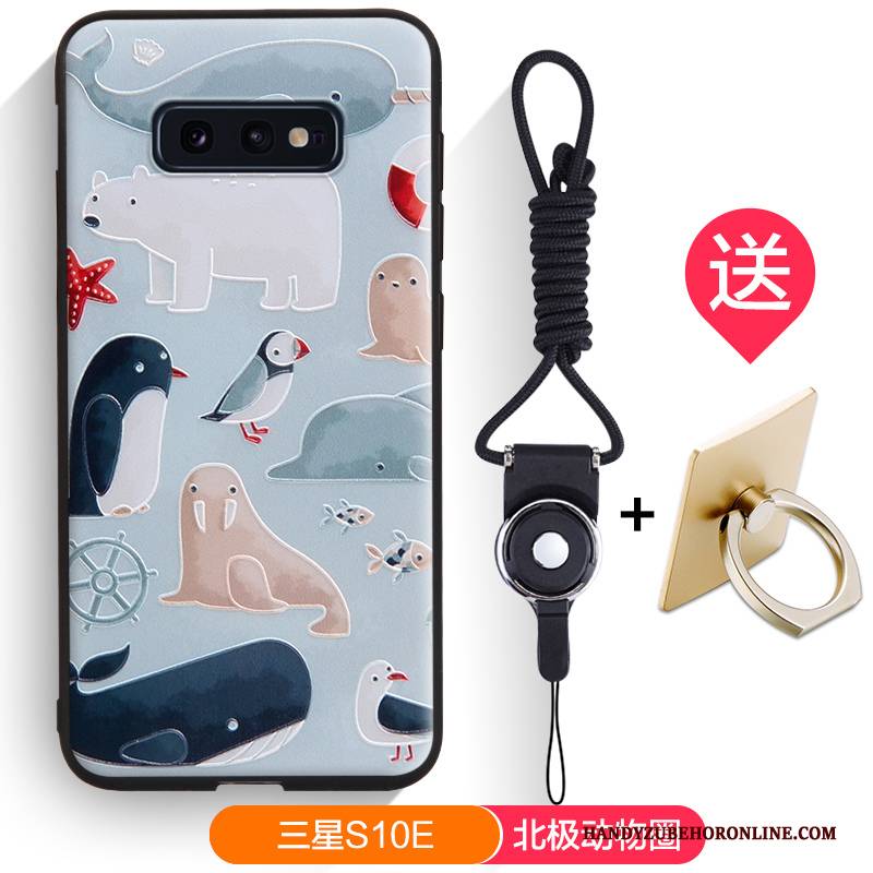 Hülle Samsung Galaxy S10e Silikon Schwarz Nubuck, Case Samsung Galaxy S10e Karikatur Trendmarke Handyhüllen