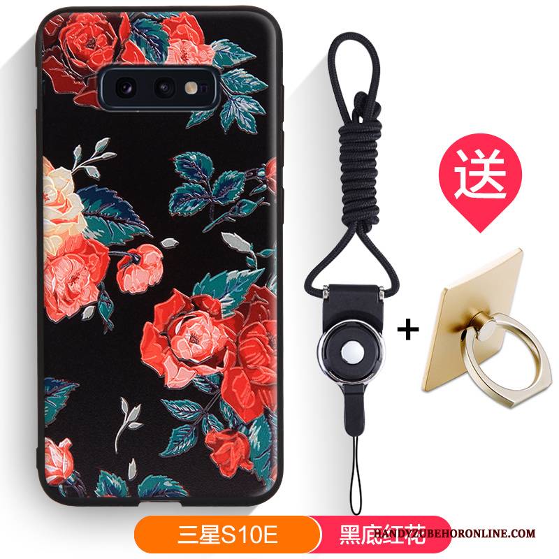 Hülle Samsung Galaxy S10e Silikon Schwarz Nubuck, Case Samsung Galaxy S10e Karikatur Trendmarke Handyhüllen