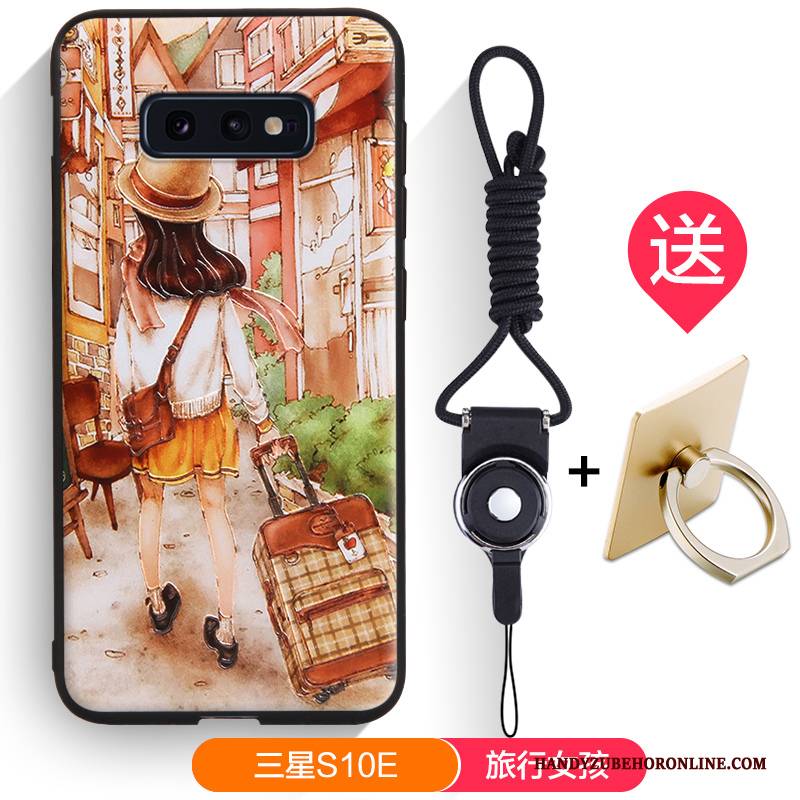 Hülle Samsung Galaxy S10e Silikon Schwarz Nubuck, Case Samsung Galaxy S10e Karikatur Trendmarke Handyhüllen