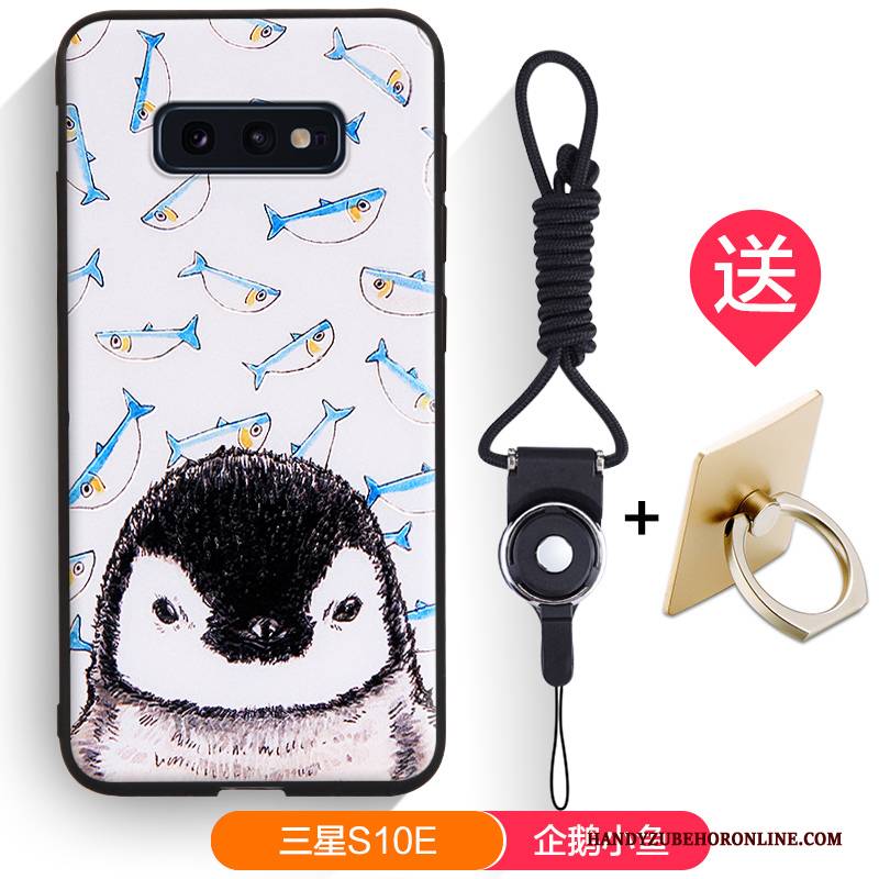 Hülle Samsung Galaxy S10e Silikon Schwarz Nubuck, Case Samsung Galaxy S10e Karikatur Trendmarke Handyhüllen