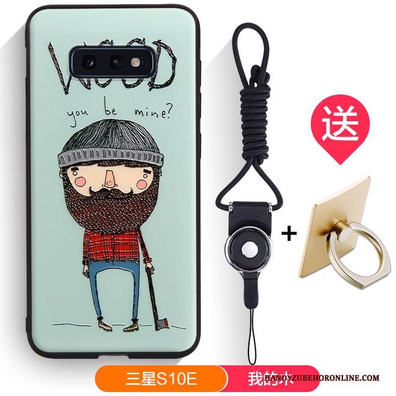 Hülle Samsung Galaxy S10e Silikon Schwarz Nubuck, Case Samsung Galaxy S10e Karikatur Trendmarke Handyhüllen