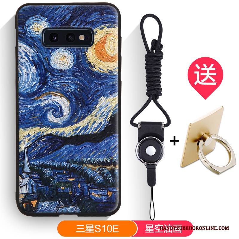 Hülle Samsung Galaxy S10e Silikon Schwarz Nubuck, Case Samsung Galaxy S10e Karikatur Trendmarke Handyhüllen