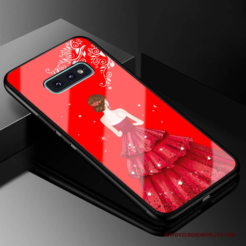 Hülle Samsung Galaxy S10e Taschen Anti-sturz Schwer, Case Samsung Galaxy S10e Mode Rot Garn