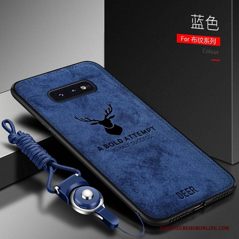 Hülle Samsung Galaxy S10e Taschen Blau Stoff, Case Samsung Galaxy S10e Retro Handyhüllen Anti-sturz