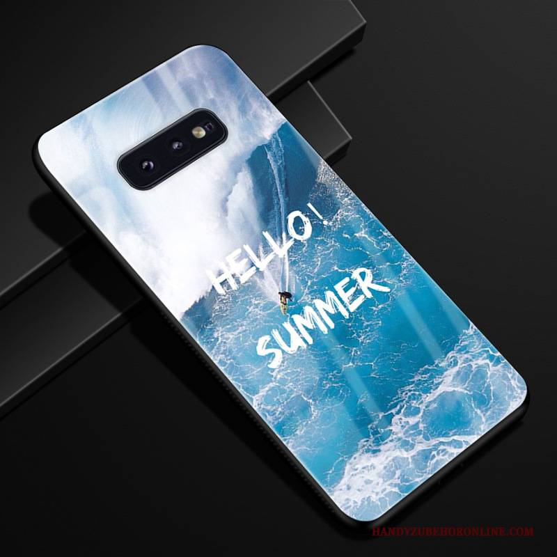 Hülle Samsung Galaxy S10e Weiche Glas Handyhüllen, Case Samsung Galaxy S10e Silikon Trend Blau