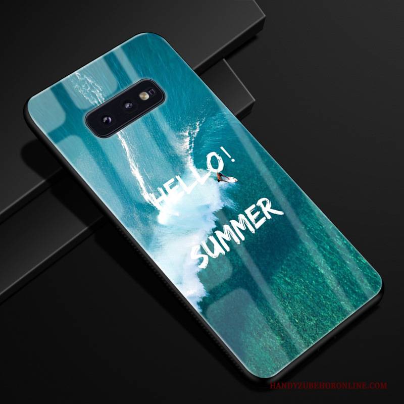 Hülle Samsung Galaxy S10e Weiche Glas Handyhüllen, Case Samsung Galaxy S10e Silikon Trend Blau