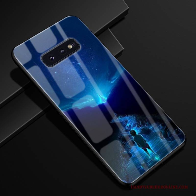 Hülle Samsung Galaxy S10e Weiche Glas Handyhüllen, Case Samsung Galaxy S10e Silikon Trend Blau