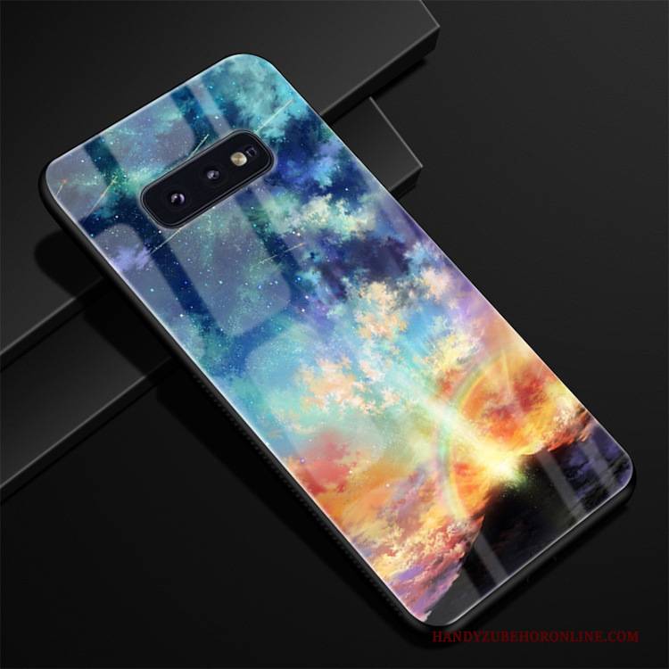 Hülle Samsung Galaxy S10e Weiche Glas Handyhüllen, Case Samsung Galaxy S10e Silikon Trend Blau