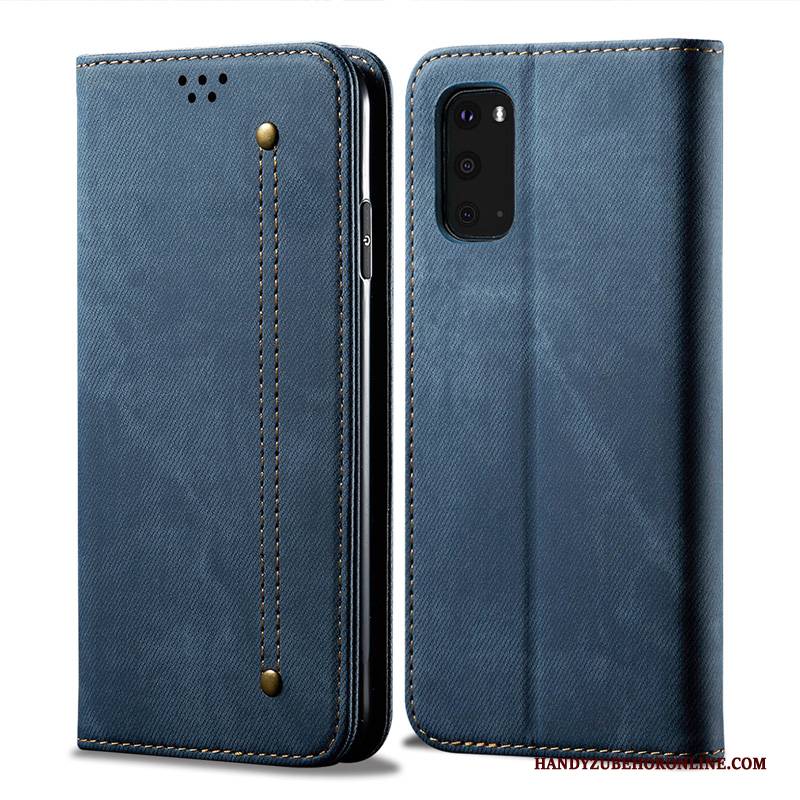 Hülle Samsung Galaxy S20 Folio Blau Business, Case Samsung Galaxy S20 Leder Handarbeit