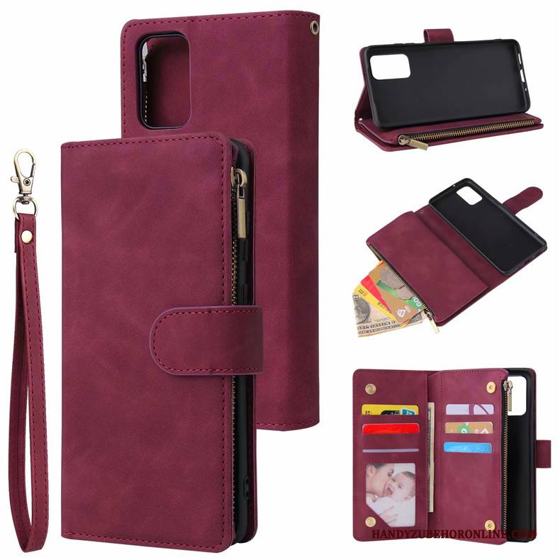 Hülle Samsung Galaxy S20+ Folio Karte Reißverschluss, Case Samsung Galaxy S20+ Geldbörse Schwarz