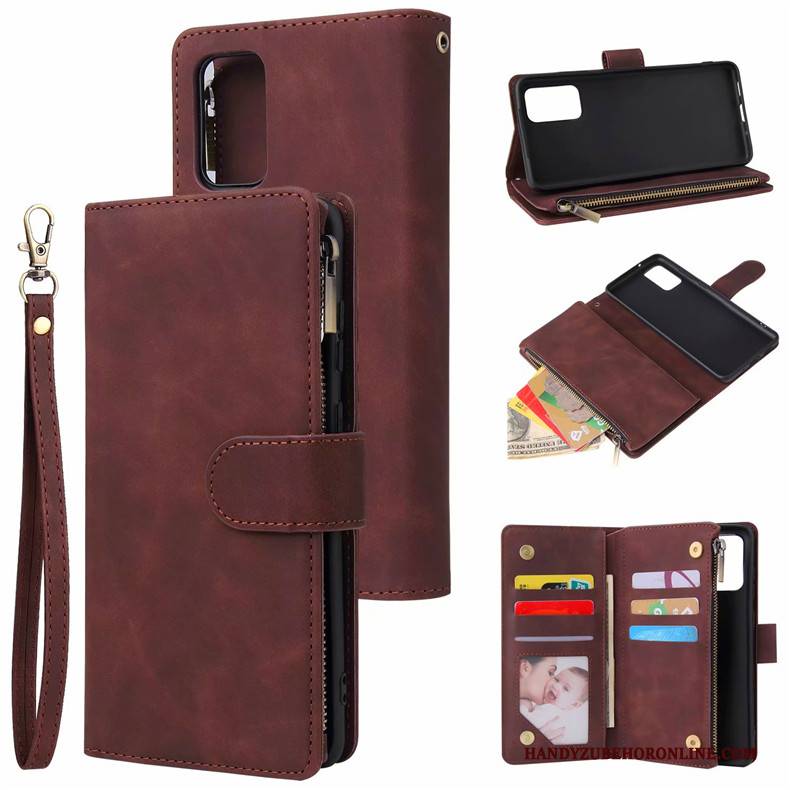 Hülle Samsung Galaxy S20+ Folio Karte Reißverschluss, Case Samsung Galaxy S20+ Geldbörse Schwarz