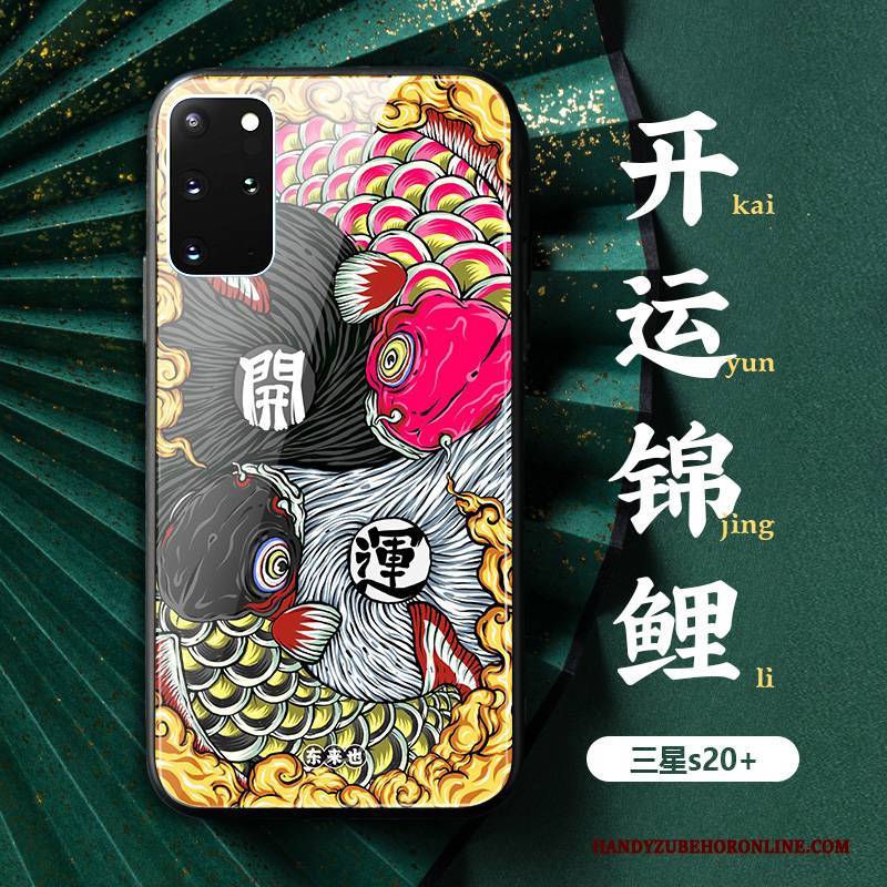 Hülle Samsung Galaxy S20+ Handyhüllen Chinesische Art, Case Samsung Galaxy S20+ Grün Anti-sturz