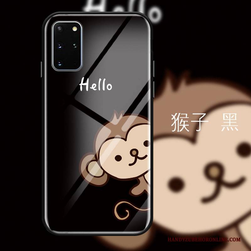 Hülle Samsung Galaxy S20+ Karikatur Schwarz Nette, Case Samsung Galaxy S20+ Schutz Affe Hängende Verzierungen