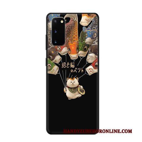 Hülle Samsung Galaxy S20 Kreativ Frisch Nubuck, Case Samsung Galaxy S20 Karikatur Schwarz Handyhüllen