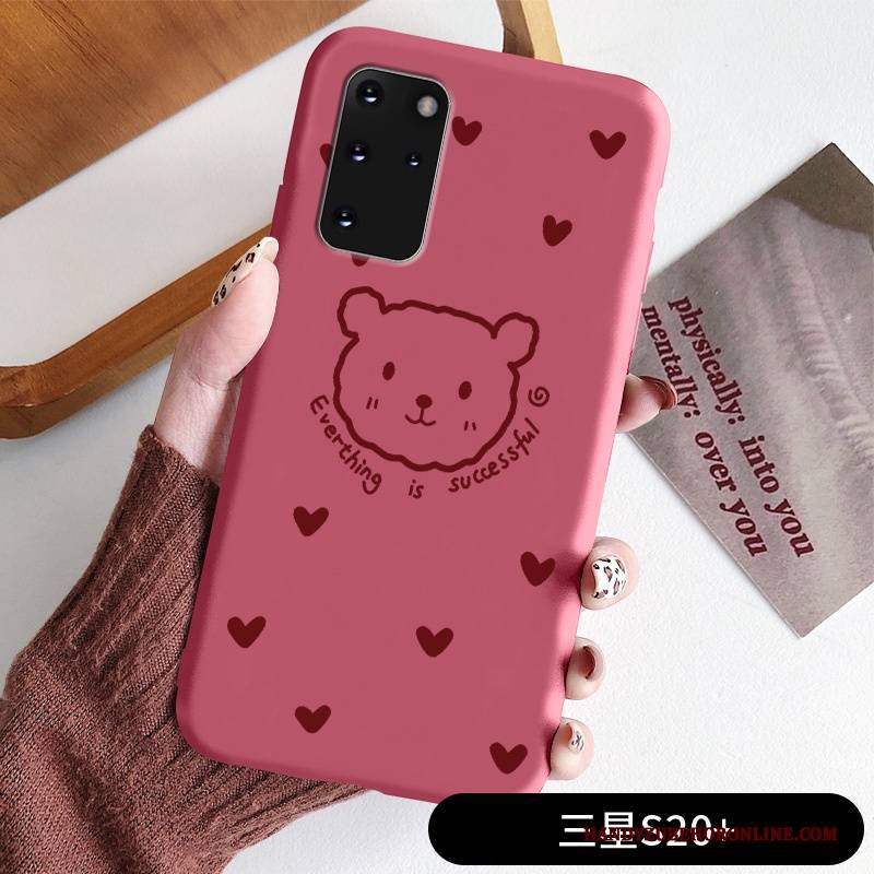 Hülle Samsung Galaxy S20+ Kreativ Liebe Rosa, Case Samsung Galaxy S20+ Weiche Nette Bär