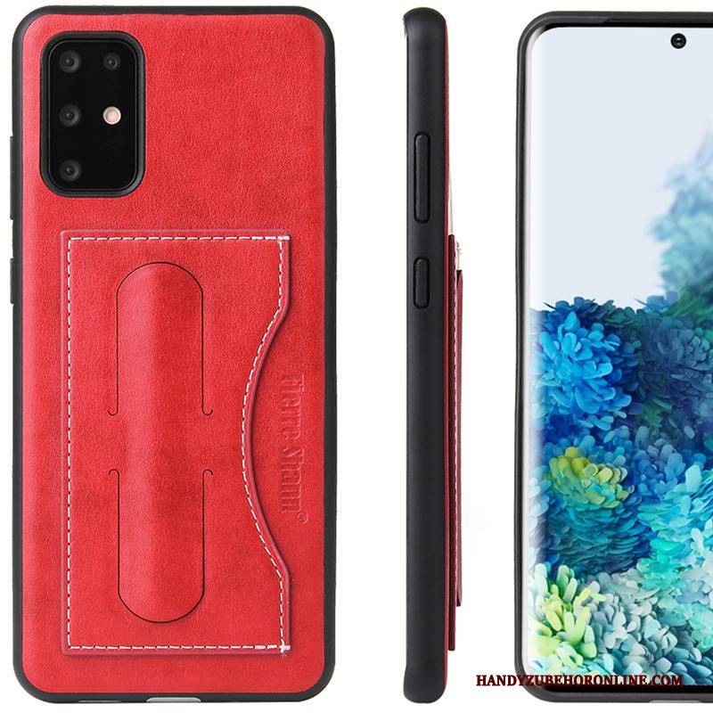 Hülle Samsung Galaxy S20+ Taschen Rot Handyhüllen, Case Samsung Galaxy S20+ Lederhülle Karte Einfach