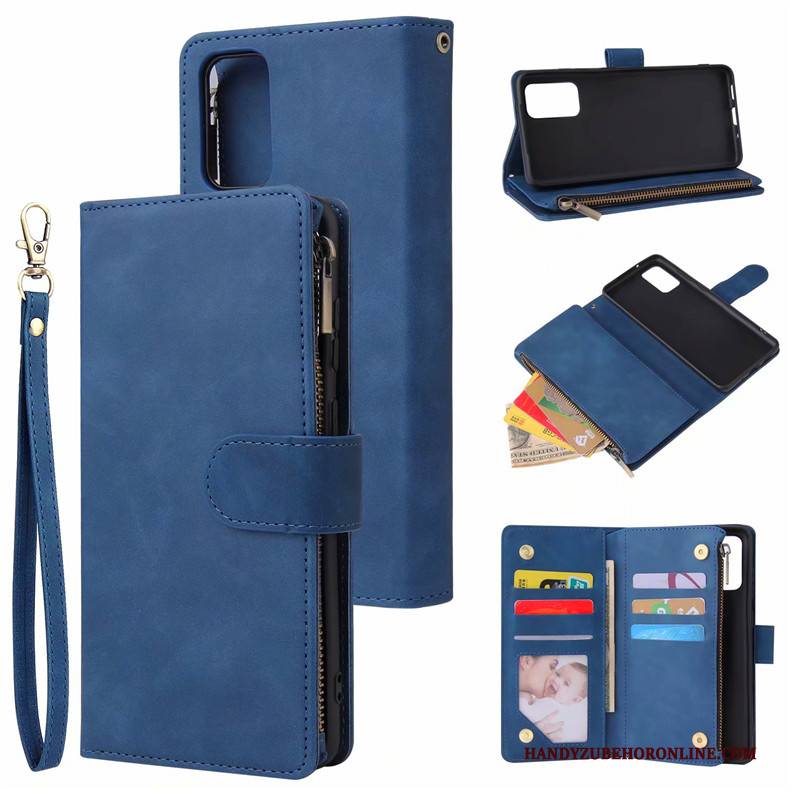 Hülle Samsung Galaxy S20 Ultra Geldbörse Blau Karte, Case Samsung Galaxy S20 Ultra Folio Reißverschluss