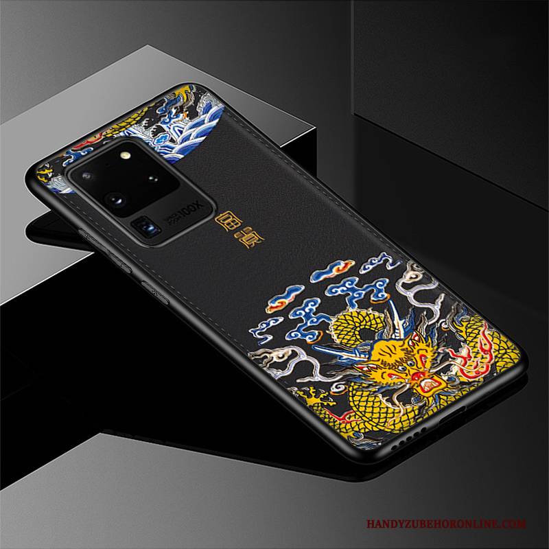 Hülle Samsung Galaxy S20 Ultra Leder Trend Chinesische Art, Case Samsung Galaxy S20 Ultra Schutz Grau Muster