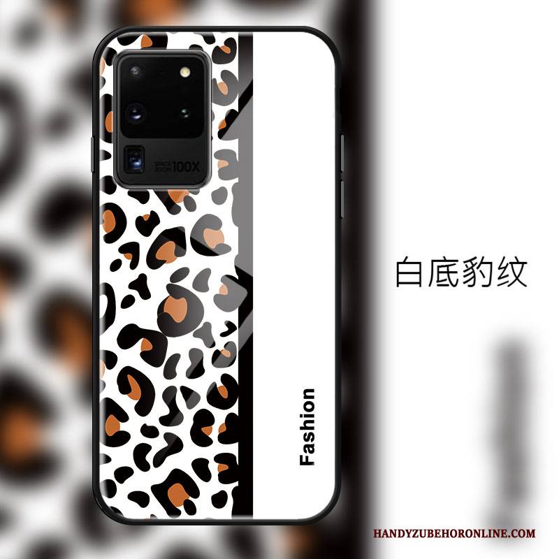 Hülle Samsung Galaxy S20 Ultra Weiche Leopard Glas, Case Samsung Galaxy S20 Ultra Mode Persönlichkeit Spiegel