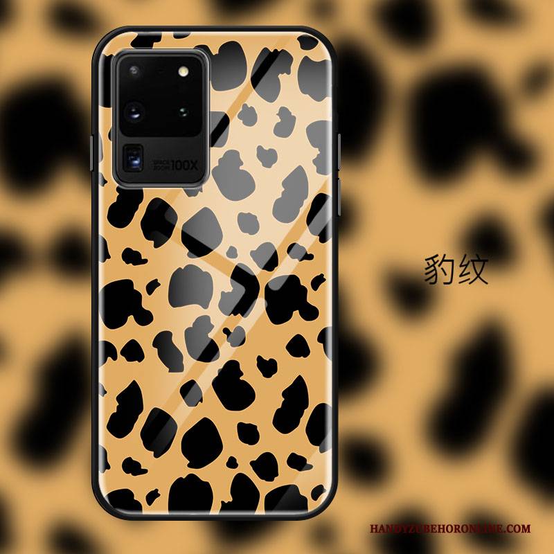 Hülle Samsung Galaxy S20 Ultra Weiche Leopard Glas, Case Samsung Galaxy S20 Ultra Mode Persönlichkeit Spiegel