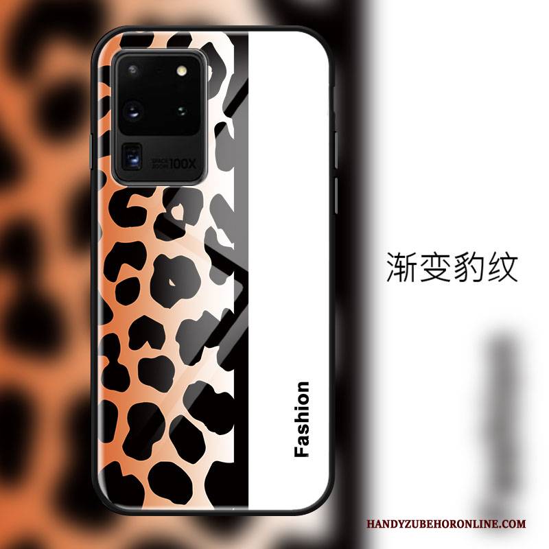 Hülle Samsung Galaxy S20 Ultra Weiche Leopard Glas, Case Samsung Galaxy S20 Ultra Mode Persönlichkeit Spiegel