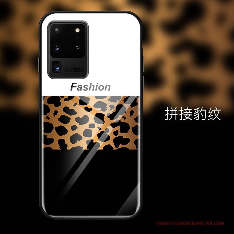 Hülle Samsung Galaxy S20 Ultra Weiche Leopard Glas, Case Samsung Galaxy S20 Ultra Mode Persönlichkeit Spiegel