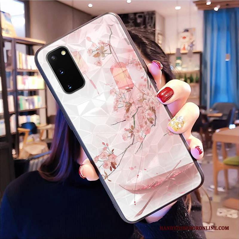 Hülle Samsung Galaxy S20 Weiche Diamantform Handyhüllen, Case Samsung Galaxy S20 Silikon Chinesische Art Rosa