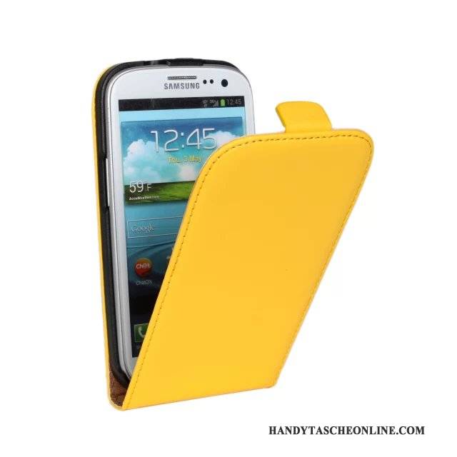 Hülle Samsung Galaxy S3 Leder Gelb Handyhüllen, Case Samsung Galaxy S3 Folio