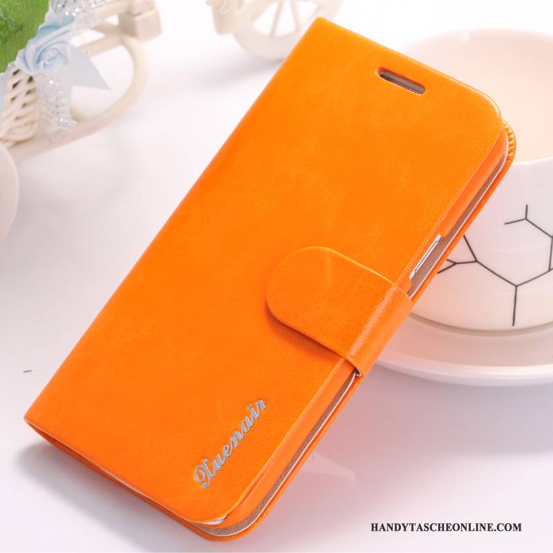 Hülle Samsung Galaxy S4 Folio Handyhüllen Orange, Case Samsung Galaxy S4 Leder