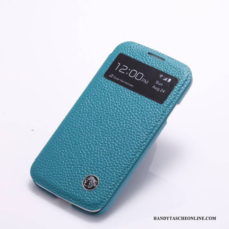 Hülle Samsung Galaxy S4 Leder Grün Handyhüllen, Case Samsung Galaxy S4 Lederhülle