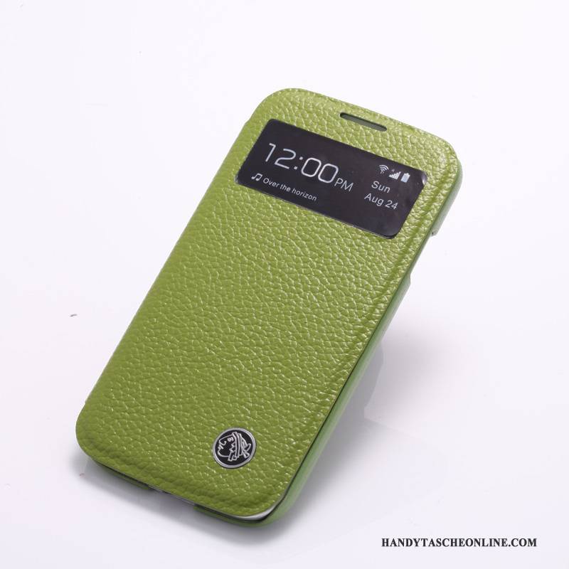 Hülle Samsung Galaxy S4 Leder Grün Handyhüllen, Case Samsung Galaxy S4 Lederhülle