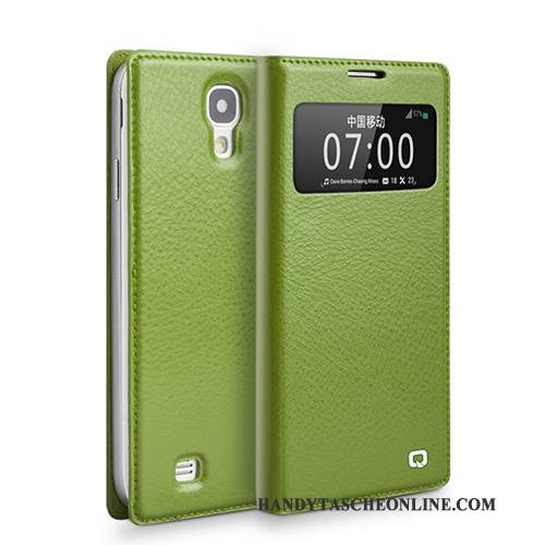 Hülle Samsung Galaxy S4 Leder Handyhüllen Grün, Case Samsung Galaxy S4 Lederhülle Fenster Öffnen