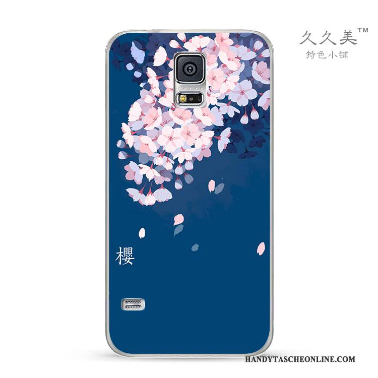 Hülle Samsung Galaxy S4 Schutz Handyhüllen Blau, Case Samsung Galaxy S4 Weiche Sakura