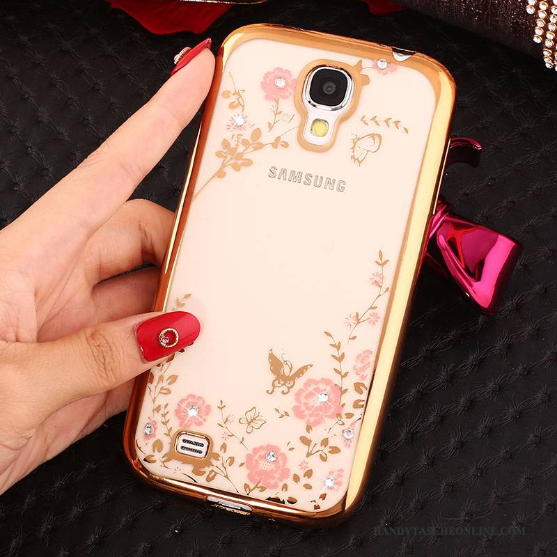 Hülle Samsung Galaxy S4 Strass Gold Handyhüllen, Case Samsung Galaxy S4 Silikon Ring