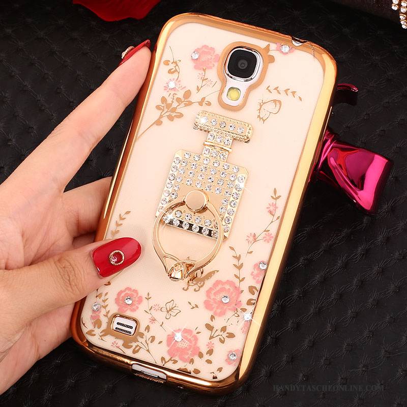 Hülle Samsung Galaxy S4 Strass Gold Handyhüllen, Case Samsung Galaxy S4 Silikon Ring