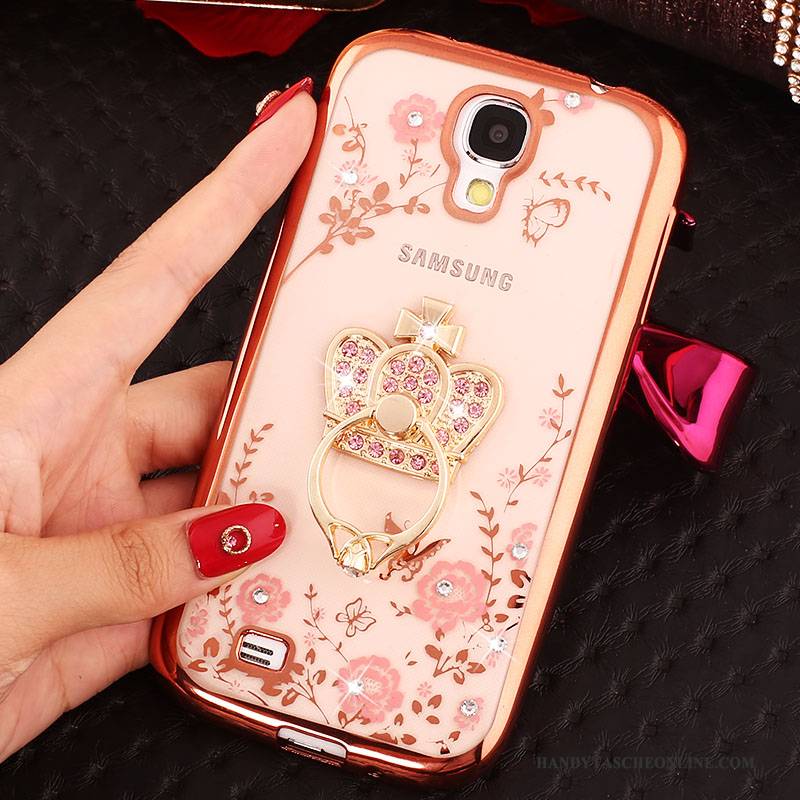 Hülle Samsung Galaxy S4 Strass Gold Handyhüllen, Case Samsung Galaxy S4 Silikon Ring