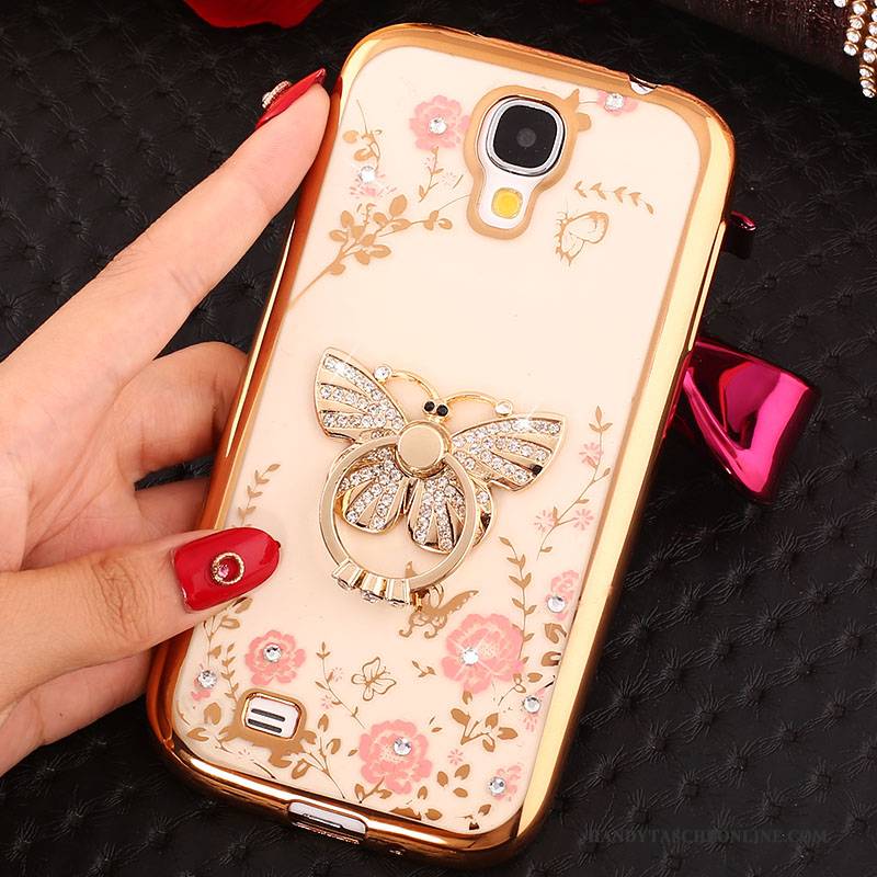 Hülle Samsung Galaxy S4 Strass Gold Handyhüllen, Case Samsung Galaxy S4 Silikon Ring