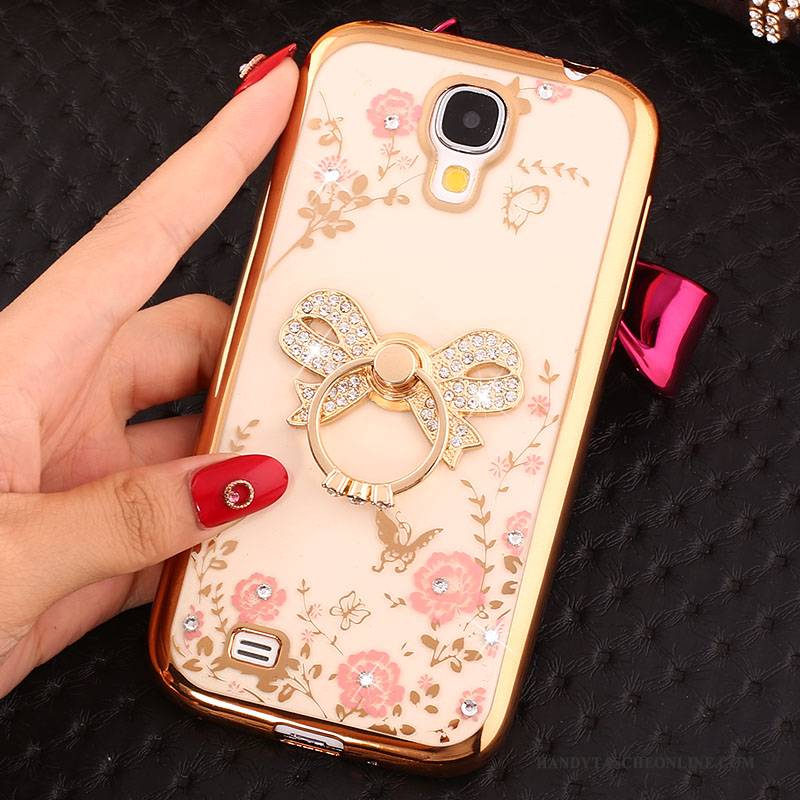 Hülle Samsung Galaxy S4 Strass Gold Handyhüllen, Case Samsung Galaxy S4 Silikon Ring