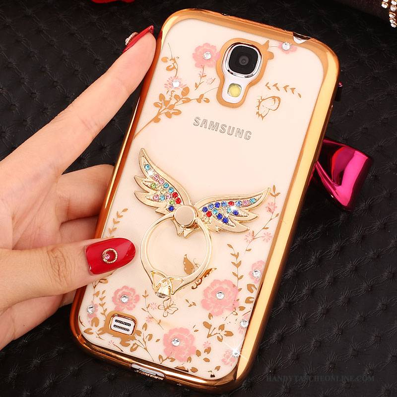 Hülle Samsung Galaxy S4 Strass Gold Handyhüllen, Case Samsung Galaxy S4 Silikon Ring