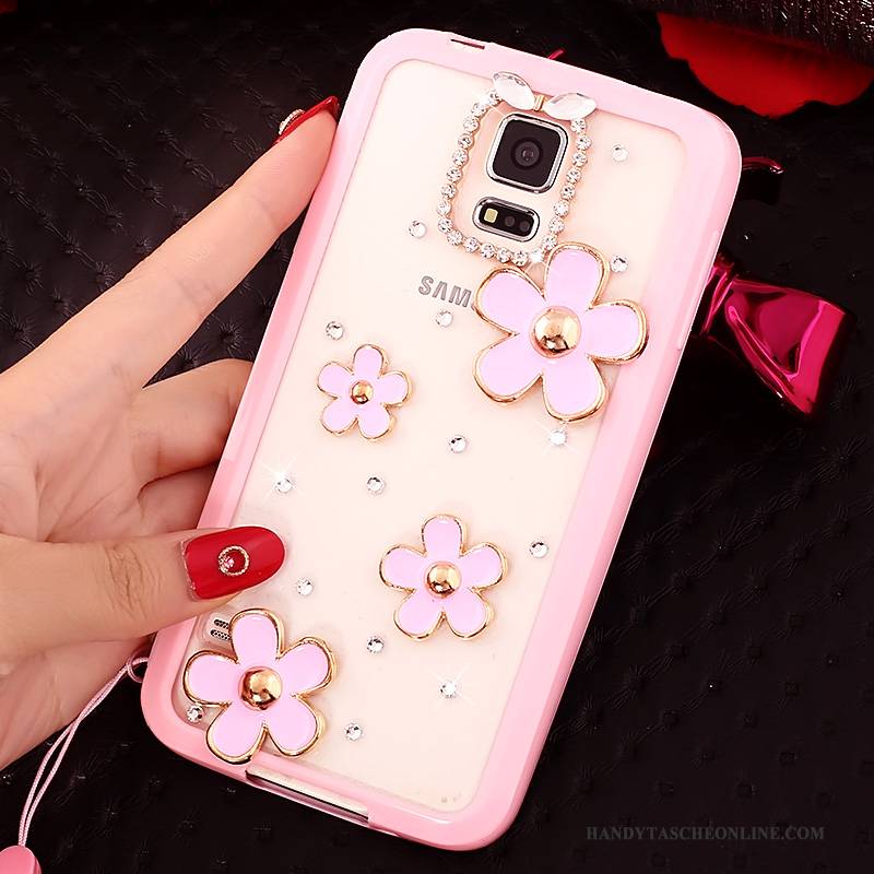 Hülle Samsung Galaxy S5 Karikatur Schlank Rosa, Case Samsung Galaxy S5 Schutz Handyhüllen Hängende Verzierungen