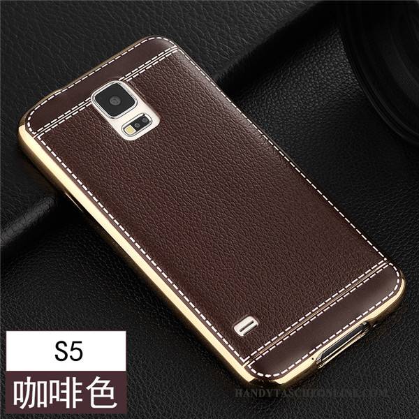 Hülle Samsung Galaxy S5 Schutz Handyhüllen Braun, Case Samsung Galaxy S5 Weiche Dünne Nubuck