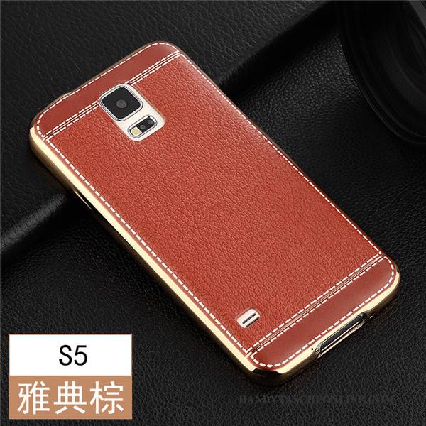 Hülle Samsung Galaxy S5 Schutz Handyhüllen Braun, Case Samsung Galaxy S5 Weiche Dünne Nubuck