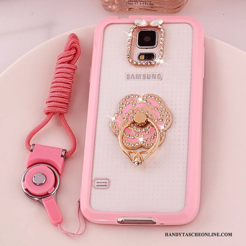 Hülle Samsung Galaxy S5 Schutz Transparent Rosa, Case Samsung Galaxy S5 Handyhüllen Hängende Verzierungen