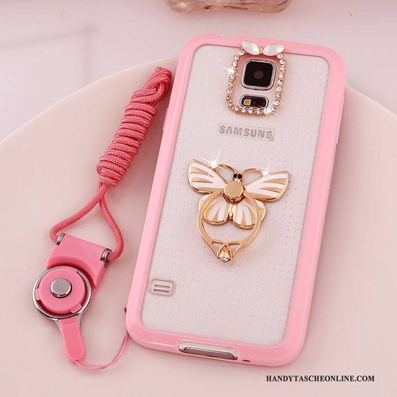 Hülle Samsung Galaxy S5 Schutz Transparent Rosa, Case Samsung Galaxy S5 Handyhüllen Hängende Verzierungen