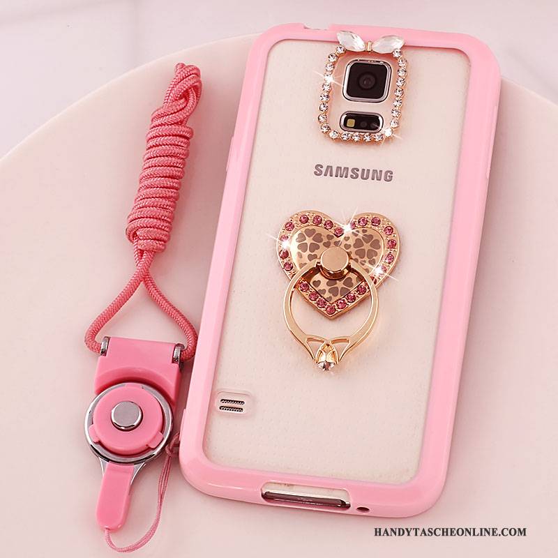 Hülle Samsung Galaxy S5 Schutz Transparent Rosa, Case Samsung Galaxy S5 Handyhüllen Hängende Verzierungen