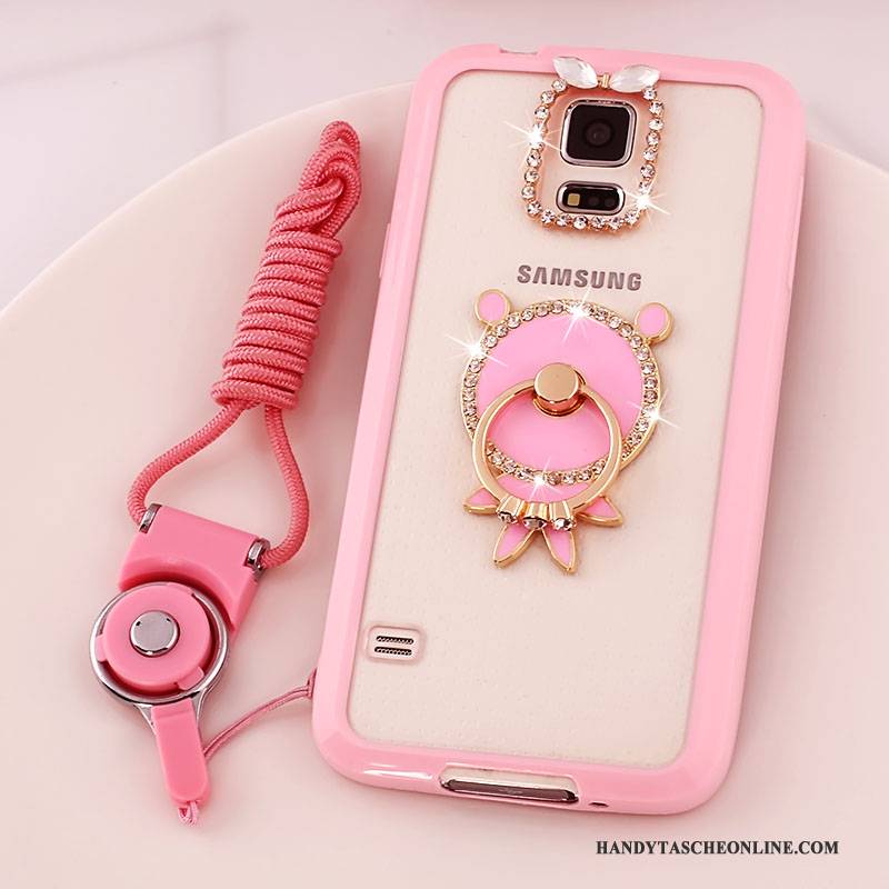 Hülle Samsung Galaxy S5 Schutz Transparent Rosa, Case Samsung Galaxy S5 Handyhüllen Hängende Verzierungen