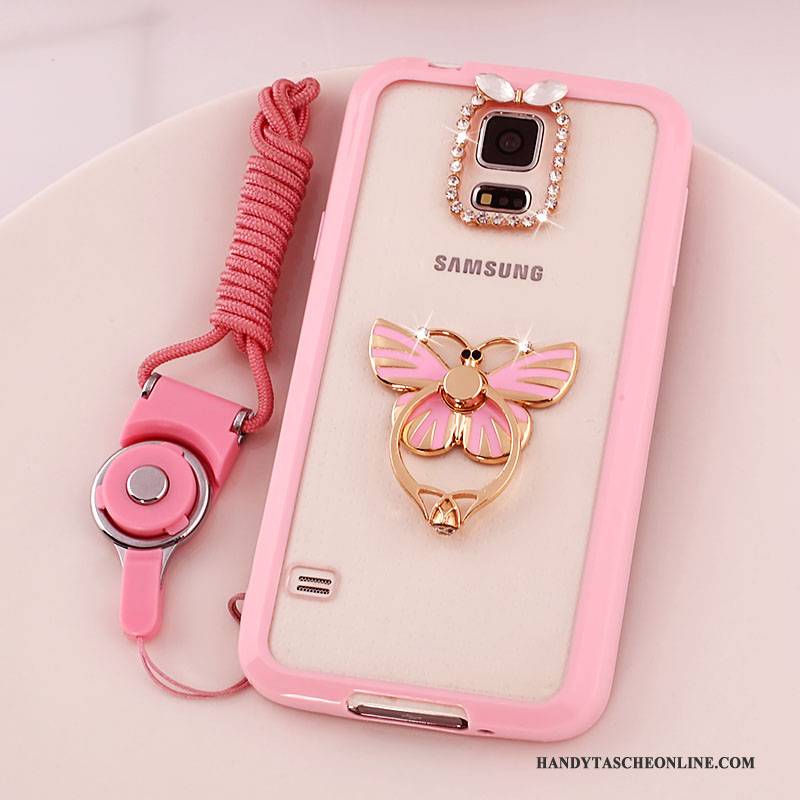 Hülle Samsung Galaxy S5 Schutz Transparent Rosa, Case Samsung Galaxy S5 Handyhüllen Hängende Verzierungen