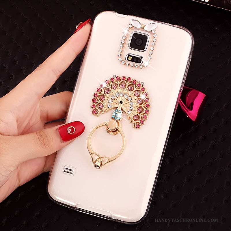 Hülle Samsung Galaxy S5 Strass Transparent Gold, Case Samsung Galaxy S5 Weiche Anti-sturz