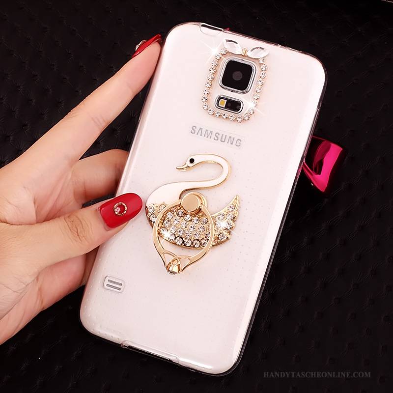 Hülle Samsung Galaxy S5 Strass Transparent Gold, Case Samsung Galaxy S5 Weiche Anti-sturz