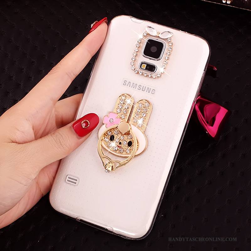 Hülle Samsung Galaxy S5 Strass Transparent Gold, Case Samsung Galaxy S5 Weiche Anti-sturz